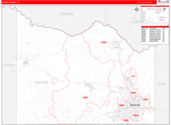 Wichita County, TX Digital Map Red Line Style
