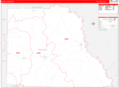 Wilcox County, GA Digital Map Red Line Style