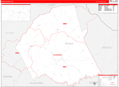 Wilkes County, GA Digital Map Red Line Style