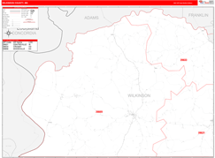 Wilkinson County, MS Digital Map Red Line Style