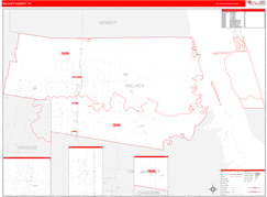 Willacy County, TX Digital Map Red Line Style