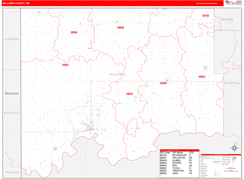 Williams County, ND Digital Map Red Line Style