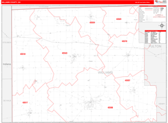 Williams County, OH Digital Map Red Line Style