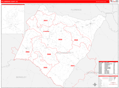 Williamsburg County, SC Digital Map Red Line Style