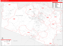 Williamson County, TN Digital Map Red Line Style