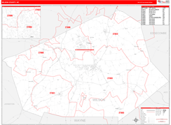 Wilson County, NC Digital Map Red Line Style