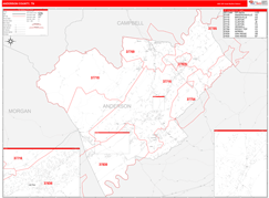 Wilson County, TN Digital Map Red Line Style