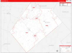 Wilson County, TX Digital Map Red Line Style