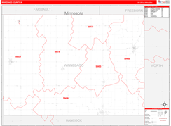 Winnebago County, IA Digital Map Red Line Style