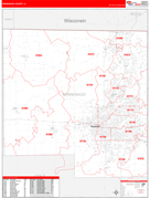 Winnebago County, IL Digital Map Red Line Style