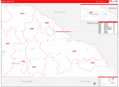 Winona County, MN Digital Map Red Line Style