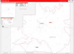 Winston County, MS Digital Map Red Line Style