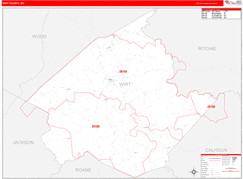 Wirt County, WV Digital Map Red Line Style