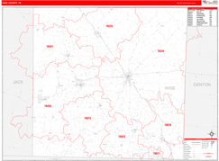 Wise County, TX Digital Map Red Line Style