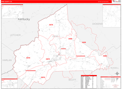 Wise County, VA Digital Map Red Line Style