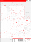 Wood County, WI Digital Map Red Line Style