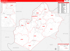 Wood County, WV Digital Map Red Line Style