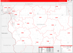 Woodbury County, IA Digital Map Red Line Style