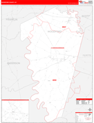 Woodford County, KY Digital Map Red Line Style