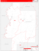 Woodruff County, AR Digital Map Red Line Style