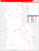 Worth County, GA Digital Map Red Line Style