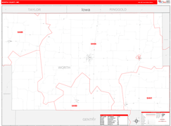 Worth County, MO Digital Map Red Line Style