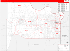 Wyandotte County, KS Digital Map Red Line Style