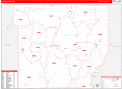 Wyoming County, NY Digital Map Red Line Style