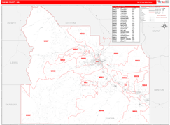 Yakima County, WA Digital Map Red Line Style