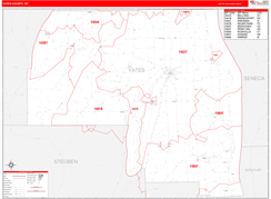 Yates County, NY Digital Map Red Line Style