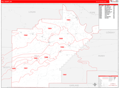 Yell County, AR Digital Map Red Line Style