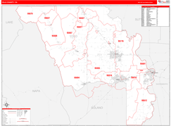 Yolo County, CA Digital Map Red Line Style
