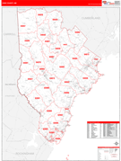 York County, ME Digital Map Red Line Style