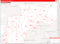Yukon-Koyukuk Borough (County), AK Digital Map Red Line Style