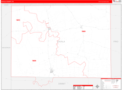 Zavala County, TX Digital Map Red Line Style