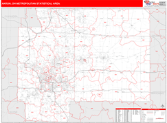 Akron Metro Area Digital Map Red Line Style