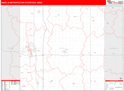 Ames Metro Area Digital Map Red Line Style