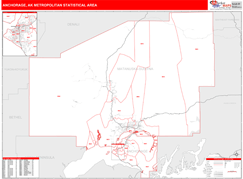 Anchorage Metro Area Digital Map Red Line Style