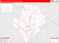 Beckley Metro Area Digital Map Red Line Style