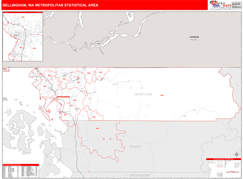 Bellingham Metro Area Digital Map Red Line Style
