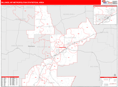 Billings Metro Area Digital Map Red Line Style