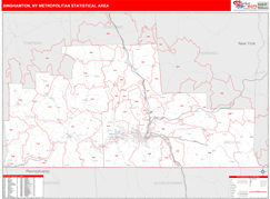 Binghamton Metro Area Digital Map Red Line Style