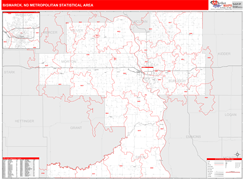 Bismarck Metro Area Digital Map Red Line Style
