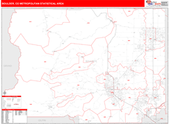 Boulder Metro Area Digital Map Red Line Style