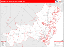 Brunswick Metro Area Digital Map Red Line Style
