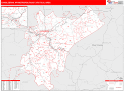 Charleston Metro Area Digital Map Red Line Style