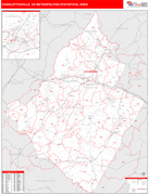 Charlottesville Metro Area Digital Map Red Line Style