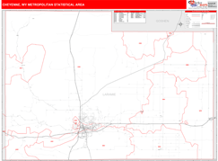 Cheyenne Metro Area Digital Map Red Line Style