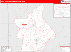 Chico Metro Area Digital Map Red Line Style