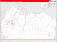 Cleveland Metro Area Digital Map Red Line Style